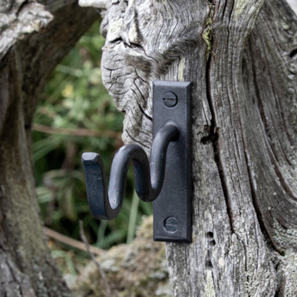 Double wrought iron curtain pole bracket