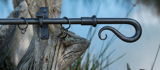 Solid Wrought Iron Pole with Rounded Shepherd's Crook Finials