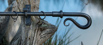 Solid Wrought Iron Pole with Square Edged Shepherd's Crook Finials