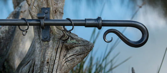 Wrought Iron Curtain Pole with Square Edged Shepherd's Crooks