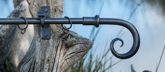 Wrought Iron Curtain Pole with Square Edged Scrolls