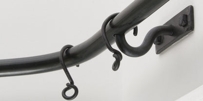 Solid Wrought Iron Bay Window Pole with Chunky Disc Finials