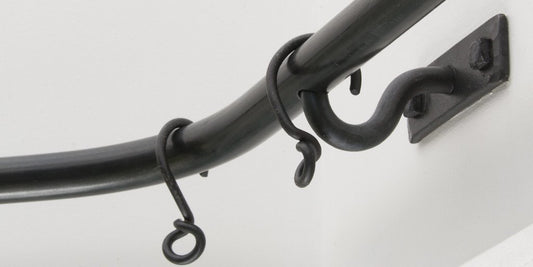 Wrought Iron Bay Window Curtain Pole with Barrels