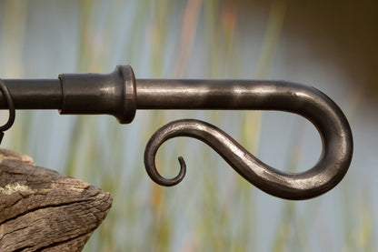 20mm Solid Wrought Iron Drapery Arm with L-Shaped Bracket
